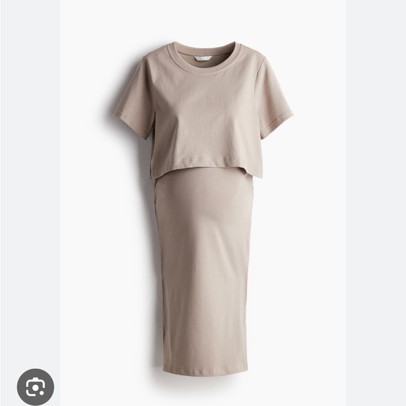 H&M Other - H&M Maternity Bone Beige Cropped T-Shirt and Skirt Set Large